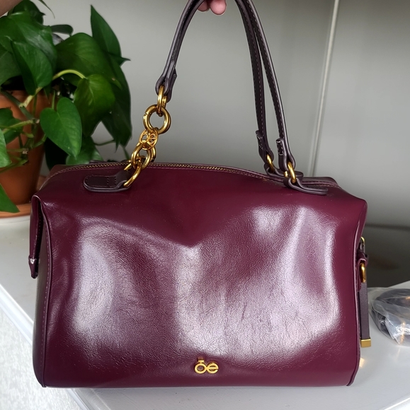 Cloe Glossy Vegan Leather Satchel - Picture 1 of 15